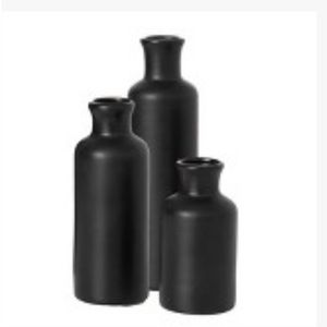 Sullivans matte black set of 3 small ceramic bottles vases. 5”H, 7.5”H and 10”#